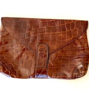 Large Vintage Leather Envelope Clutch - Handbag